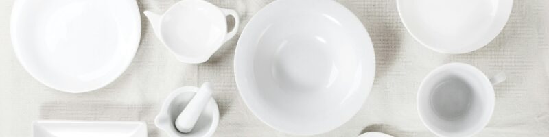 Set of white plates
